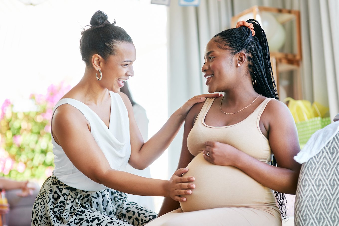 Pregnant woman and her friend
