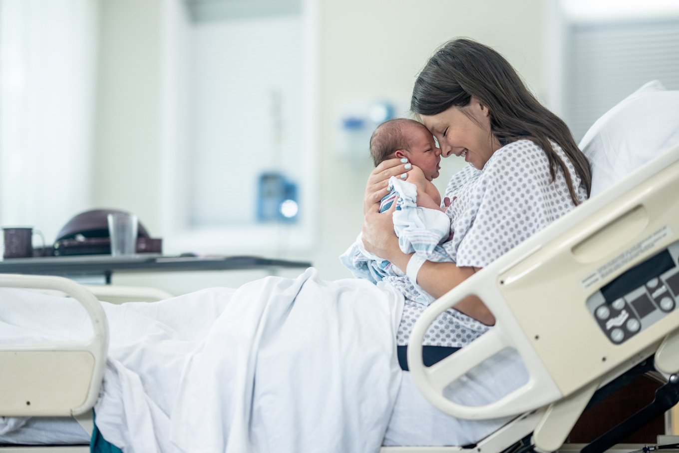 Mother and baby in the hospital