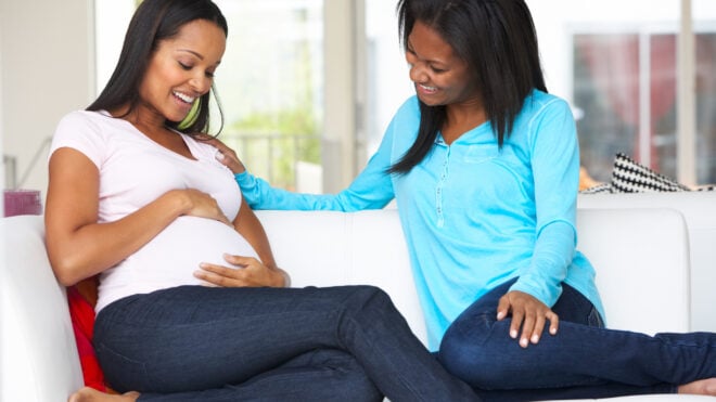 pregnant Black woman and friend
