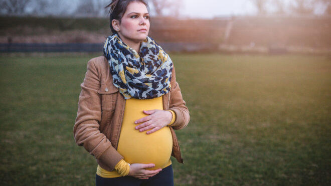 nervous pregnant woman
