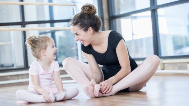 Little girl at a ballet class