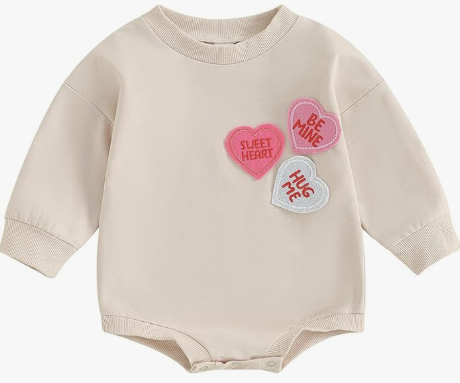 conversation hearts onesie